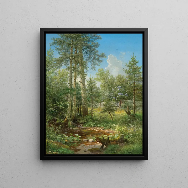 Am kleinen Bach im Mai - Eduard Leonhardi — gerahmtes Bild an der Wand