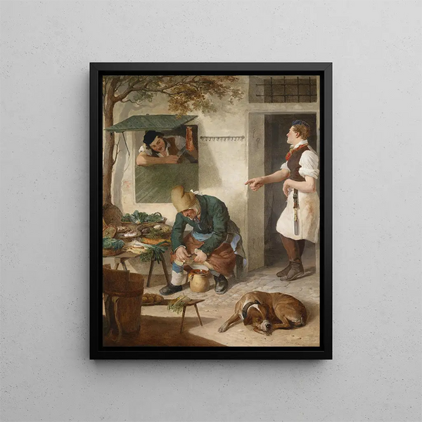 Gemälde, das die Schäden aufweist - Eduard Ritter — gerahmtes Bild an der Wand