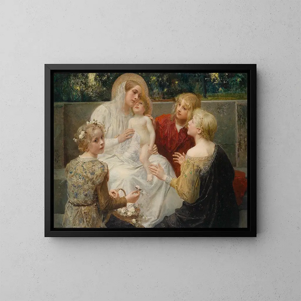 Madone entourée d'enfants - Eduard Veith — gerahmtes Bild an der Wand