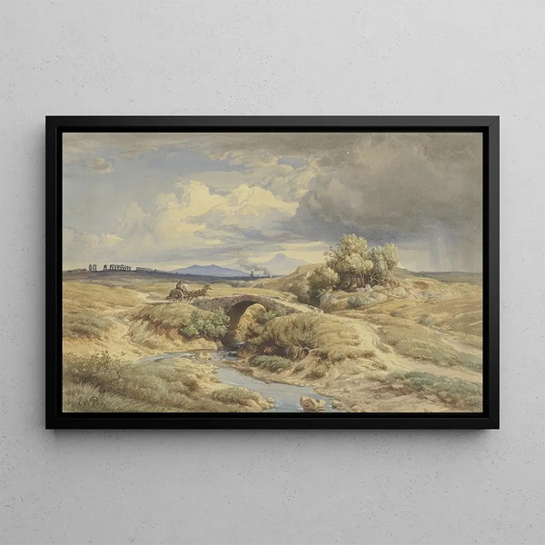 Eduard Wilhelm Pose - Italienische Campagna mit Aqudukten links.webp