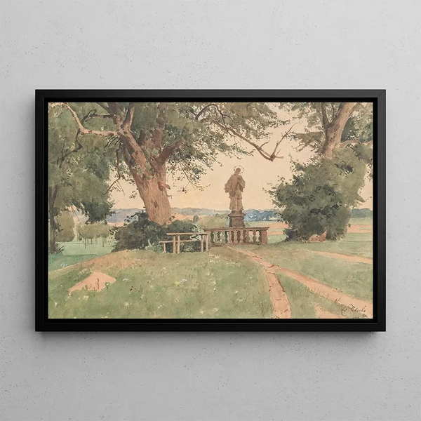 Eduard Zetsche - Landschaft mit NepomukStatue.webp