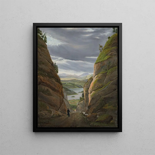 Eduard von Buchan - Walking Figure in the Ravine at Krokkleiva on the way to Christiania Oslo.webp