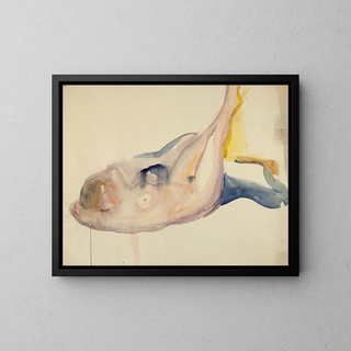 Akt liegend mit hochgezogenen Beinen - Edvard Munch — gerahmtes Bild an der Wand