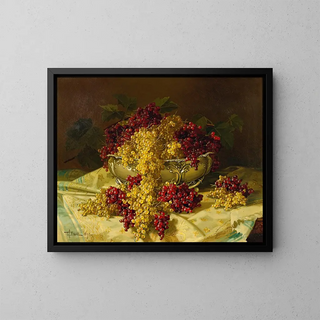Naturstillleben mit roten und weißen Johannisbeeren - Edward Chalmers Leavitt — gerahmtes Bild an der Wand