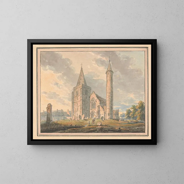 Kathedrale von Brechin und Rundturm, Forfarshire, Schottland - Edward Dayes — gerahmtes Bild an der Wand