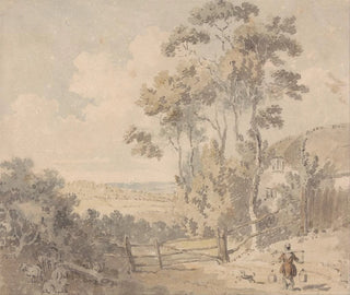 Die Milchmagd und der Hund in einer Landschaft - Edward Dayes — Ansicht des Kunstwerks