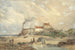 Kinder spielen am Strand mit einem rauchenden Haus in der Ferne - Edward Duncan — Ansicht des Kunstwerks