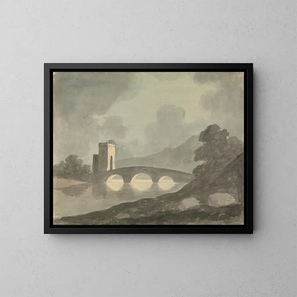 Pont et tour - Edward Francis Burney — gerahmtes Bild an der Wand