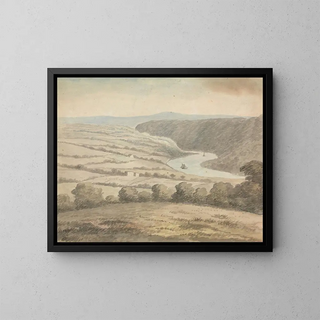 Flusslandschaft mit Booten - Edward Francis Burney — gerahmtes Bild an der Wand