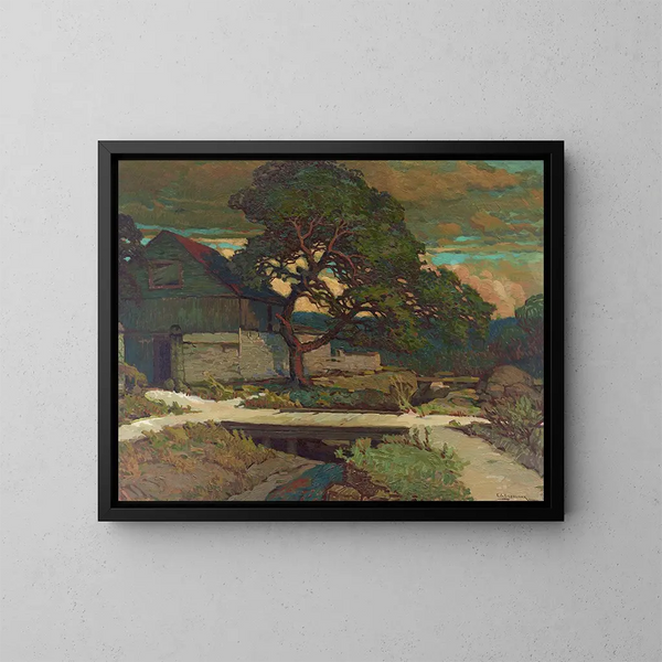 Corral à l'hôtel Nimitz de Fredericksburg - Edward G. Eisenlohr — gerahmtes Bild an der Wand