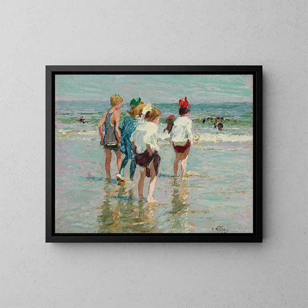 Sommertag in Brighton Beach - Edward Henry Potthast — gerahmtes Bild an der Wand