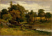 Unbenanntes Gemälde: Landschaft mit festgemachtem Boot in der Nähe eines Bachs, Mann im Vordergrund - Edward Mitchell Bannister — Ansicht des Kunstwerks