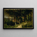 Landschaft Ohne Titel Waldszene mit rotem Zaun und Gebäude - Edward Mitchell Bannister — gerahmtes Bild an der Wand