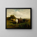 Mann ohne Titel auf dem Pferd, Frau zu Fuß treibend Vieh - Edward Mitchell Bannister — gerahmtes Bild an der Wand