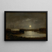 Unbenanntes Gemälde Szene eines Hafens bei Mondschein mit Vollmond und Bootsmasten - Edward Mitchell Bannister — gerahmtes Bild an der Wand