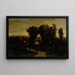 Ohne Titel Frau mit Vieh und Schafen bei Sonnenuntergang - Edward Mitchell Bannister — gerahmtes Bild an der Wand