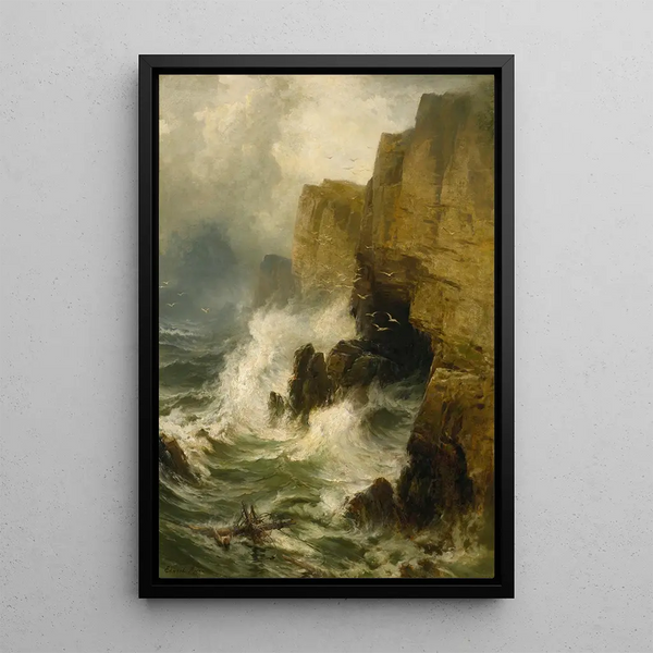 Reproduktion des Gemäldes Klippen in einem Sturm - Edward Moran