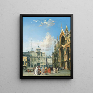 Edward Pritchett - Figures Beside The Basilica Of San Marco And The Torre Dellorlogio Venice.webp