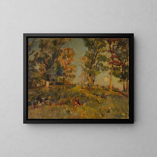 Landschafts-Gemälde vom Hügel - Edward S. Siebert — gerahmtes Bild an der Wand