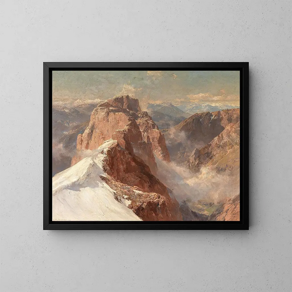 Ansicht des Crozzon di Brenta von der Cima Tosa mit dem Pilastro dei Francesi - Edward Theodore Compton — gerahmtes Bild an der Wand