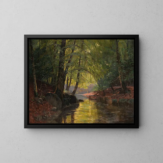 Partie de pêche dans la Spreewald - Edward Theodore Compton — gerahmtes Bild an der Wand