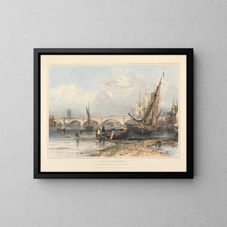 Neues London Bridge Gemälde von Billingsgate - Edward William Cooke — gerahmtes Bild an der Wand