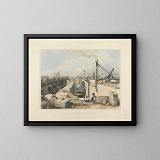 Der alte und die neue Brücke von London - Edward William Cooke — gerahmtes Bild an der Wand