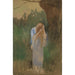 Frau in einer Landschaft, die ihre langen blonden Haare malt - Edwin Austin Abbey — Ansicht des Kunstwerks