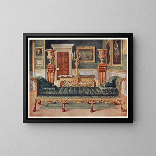Georgisches Suite-Gemälde aus Mahagoni und Goldverzierung in der Galerie und im grünen Salon von Longford Castle - Edwin Foley — gerahmtes Bild an der Wand