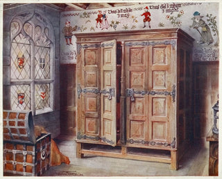 Wandbild Wandfreske im Fremdenzimmer in Norwich, Eichenpresse, West Stowe, um 1550 - Edwin Foley — Ansicht des Kunstwerks