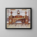 Buffet aus Satinholz, bemalt und eingelegt, Konsolenuhr aus Mahagoni - Edwin Foley — gerahmtes Bild an der Wand