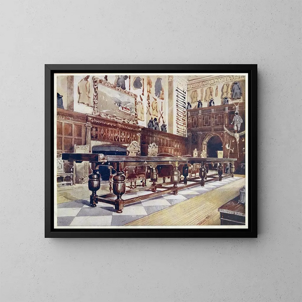 Shuffleboard-Tisch im Raum von Littlecote - Edwin Foley — gerahmtes Bild an der Wand