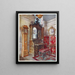 Scrutateur en noyer Horloge jaune en sycomore incrusté Tabouret sculpté - Edwin Foley — gerahmtes Bild an der Wand