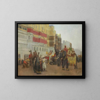 Eine Festtagsfeier in Bekanir, Belutschistan - Edwin Lord Weeks — gerahmtes Bild an der Wand