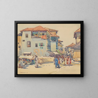 Markt von Malindi, Sansibar - Edwin Murray Fuller — gerahmtes Bild an der Wand