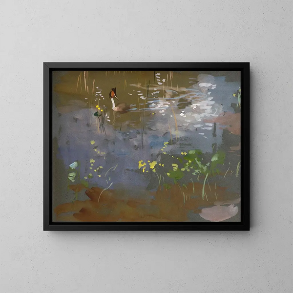 Grèbe à cou noir - Eero Järnefelt — gerahmtes Bild an der Wand