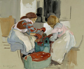 Zwei Mädchen beim Färben von Stoff - Eero Järnefelt — Ansicht des Kunstwerks