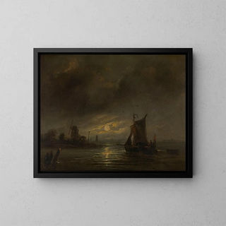 Nachtszene - Egide Linnig — gerahmtes Bild an der Wand