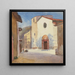 Kirche und Straße Camprodon - Emily Sargent — gerahmtes Bild an der Wand