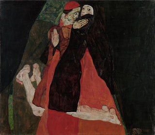 Der Kardinal und die Nonne umarmen sich - Egon Schiele — Ansicht des Kunstwerks
