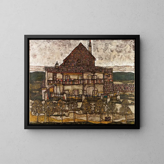 Haus mit Schindeldach II - Egon Schiele — gerahmtes Bild an der Wand