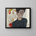 Selbstporträt mit Physalis - Egon Schiele — gerahmtes Bild an der Wand