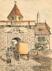 Porte de la ville avec travail d'étudiant en calèche - Egon Schiele — Ansicht des Kunstwerks