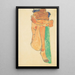 Feminines Nackt-Gemälde mit grünem Kissen - Egon Schiele — gerahmtes Bild an der Wand