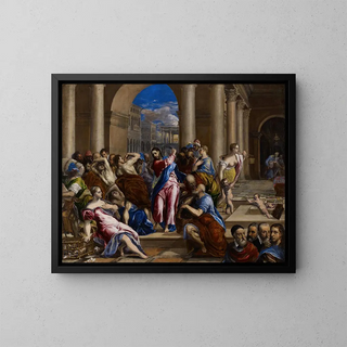 Der Christus treibt die Händler aus dem Tempel - El Greco — gerahmtes Bild an der Wand