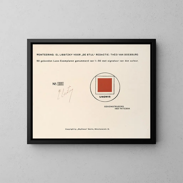 Devenir suprématiste de deux couleurs dans six constructions Pl 11 - El Lissitzky — gerahmtes Bild an der Wand