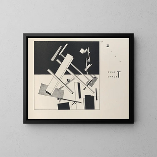 Devenir suprématiste de deux couleurs dans six constructions Pl 6 - El Lissitzky — gerahmtes Bild an der Wand
