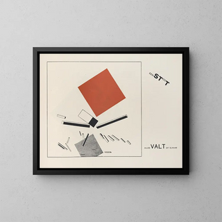 Devenir suprématiste de deux couleurs dans six constructions Pl 9 - El Lissitzky — gerahmtes Bild an der Wand
