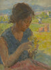 Mädchen mit Sonnenblume - Elemér Halász-Hradil — Ansicht des Kunstwerks
