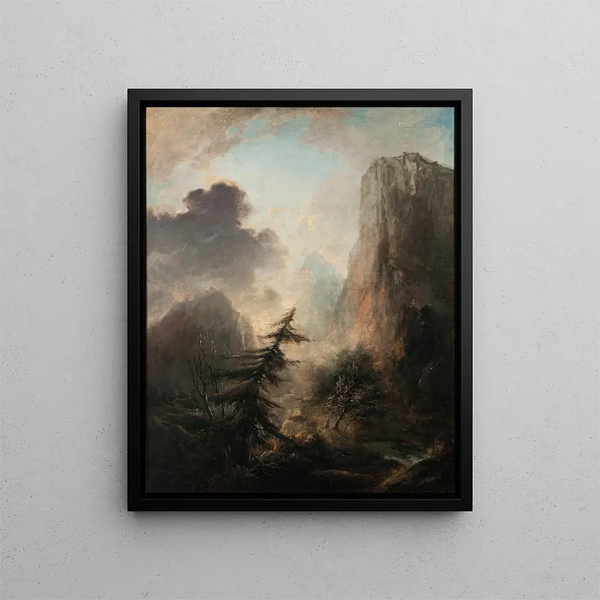 romantische Landschaft mit Fichte - Elias Martin — gerahmtes Bild an der Wand
